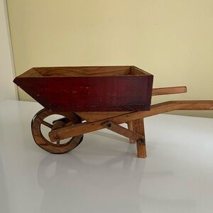 Vintage Rustic Decorative Handcrafted Wooden Wheelbarrow